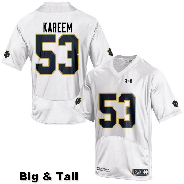 Men's NCAA Notre Dame Fighting Irish #53 Khalid Kareem Stitched College Under Armour Authentic White Big & Tall Football Jersey UE10L46UL